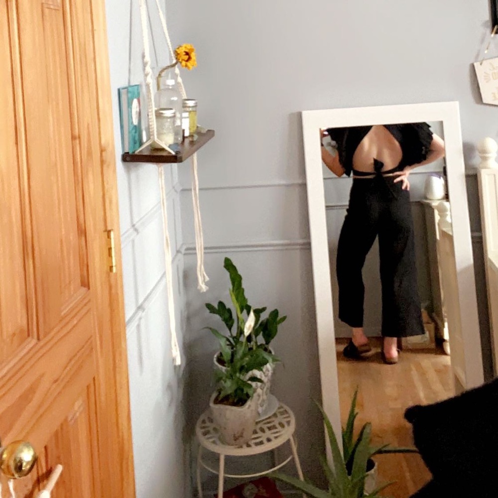 Black Crop Top with Open Back